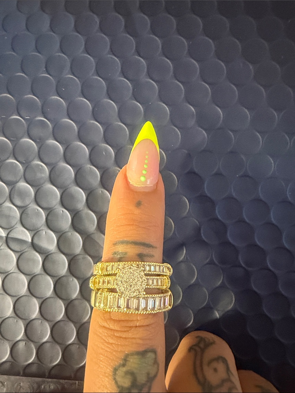Gold-filled Stackable Cubic Zirconia Statement Ring - Yellow Accent